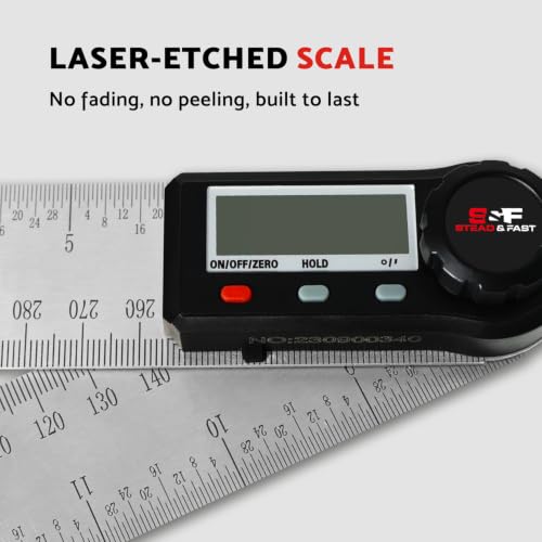S&F STEAD & FAST Stainless Steel Digital Angle Finder Tool, 7 Inch / 200 mm Full Size