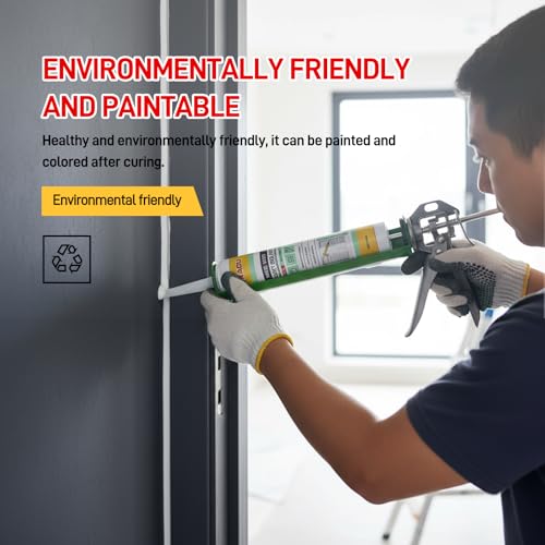 VGS66 White Paintable Acrylic Caulk, 100% Waterproof Flexible Beauty Sealant, Shrink & Crack Proof, Trim & Baseboard Edge Finishing, Multipurpose Indoor Household Sealant, 10.2 FL OZ 1 Pack VGS66-White