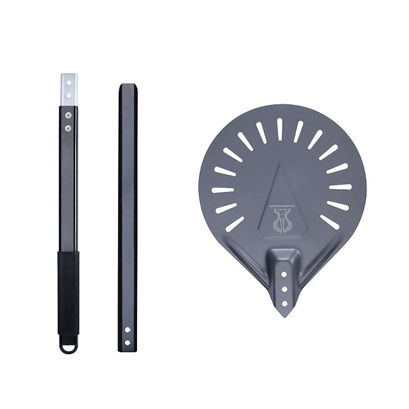 Pizza Turning Peel 9 Inch Round Aluminum Pizza Turner Perforation Pizza Peel with 40 Inch Long Handle Outdoor Pizza Oven Accessories