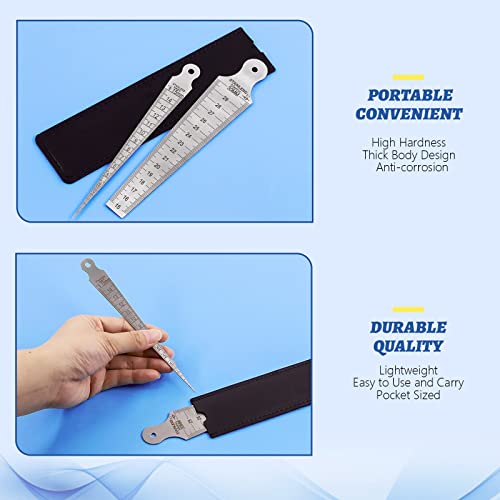 Glarks 3Pcs Inch & Metric Taper Gage Set 1-15mm(1/32-5/8inch), 15-30mm(5/8-1-3/16inch), 30-45mm(1-3/16-1-3/4inch) Stainless Steel Gap Hole Taper Welding Gauge for Measuring Cylindrical Bores