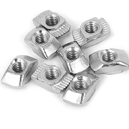 50Pcs 4040 Series M6 T Nuts, T Slot Nut Hammer Head Fastener Nut, Nickel Plated Carbon Steel Nut for Aluminum Profile(4040 Series M6)