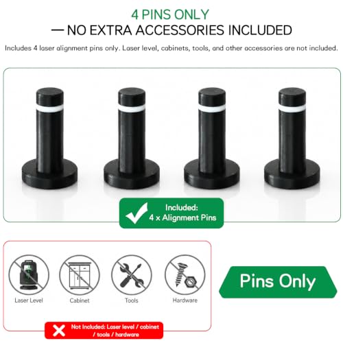 Alignment Pins for Cabinets & Furniture Assembly, Weighted Laser, Leveling Tool for Kitchen Installation, Woodworking & DIY Furniture, Precision Cabinet Setup, 4-Pack