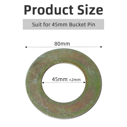 10Pcs 45mm Bucket Pin Shim Kit, Spacer Washers (OD 80mm x ID 45mm x 2mm) OD 80mm x ID 45mm x 2mm 10
