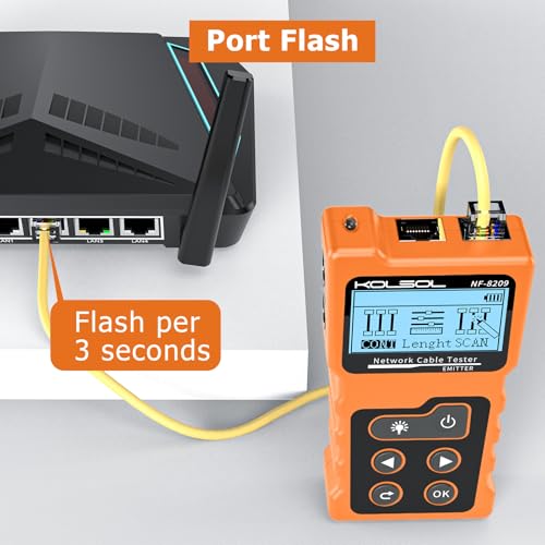 Network Cable Tester, Poe Cable Tester for CAT5e/CAT6/CAT6a, Ethernet Network Tester with NCV, NF-8209 Network Cable Tracker, Test Fault Distance Location and Length Measurement by TDR