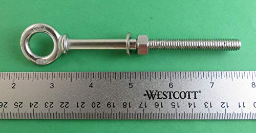 US STAINLESS 2 Pieces Stainless Steel 316 Eye Bolt 1/2" x 6" UNC Short Thread with Shoulder Marine Grade Bolt Pitch of 13