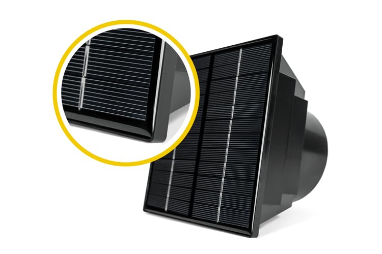 Solar Ventilation Fan - Universal Fit for 3” and 4” Pipes - Portable Exhaust Fan For Porta Potty, Sheds, Dog Houses, Green Houses - Compact size 6”x6”x4.5”