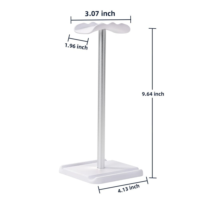 Headphone Stand for Desk, Headset & Earphone Holder with Phone Slot | Aluminum Pole, TPU-Padded Headrest, Anti-Slip ABS Base, Universal for Gaming & Office, Compatible with All Headphones White 1