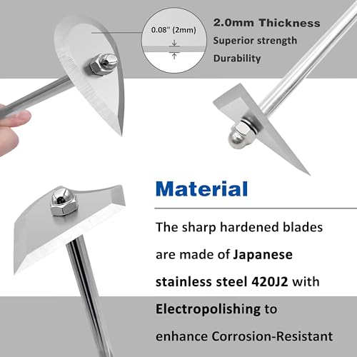 CHILI Hand Tools 3 IN 1 Stainless Steel Shave Hook Scraper Set, Wood Painting Remover, 9" Length with Replacement Blades (Triangle + Combination + Heart) for Home Improvement, Made In Taiwan 3 in 1 Scraper + 6 PC Replacement Blades