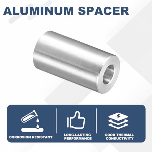 uxcell 10Pcs Aluminum Spacer 3/4" OD x 3/8" ID x 1-7/16" Length Screw Standoff Bushing Plain Finish Unthreaded Round Metal Spacer for Screws Bolts and Rods, Silver 1-7/16"