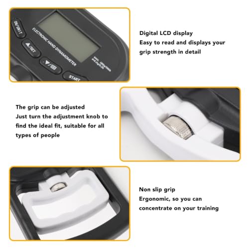 Digital Hand Grip Strength Tester, 180kg/396lb Capacity Black