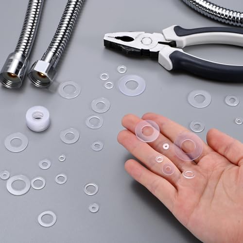 M METERXITY 150-Pack M12 PVC Flat Washers, 12mm ID 24mm OD 1mm Thick Plastic Clear Shower Door Handle Washers Spacer for Automotive/Towel Bars Replacement, Sealing Spacer Gasket Ring M12 12mm x 24mm x 1mm