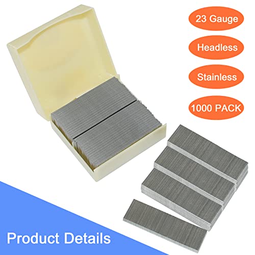 Headless Pins Nails 23 Gauge Pin 7/10 Inch Length Stainless Steel Brad Nails with Gift Box for Molding Cabinetry Building Assembly, 10000 Pieces