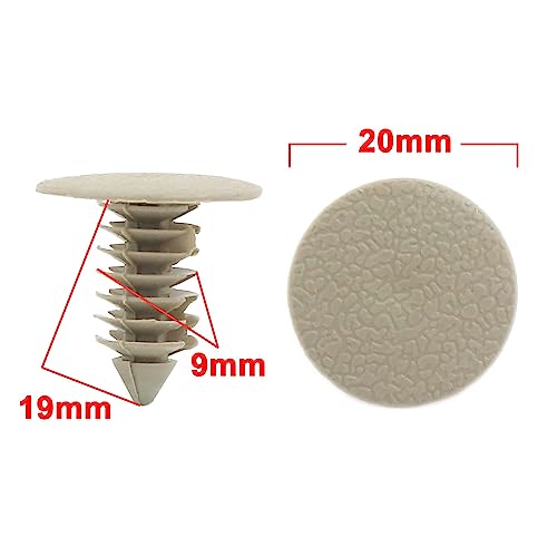 100Pcs 9mm Khaki Plastic Door Fender Bumper Push Rivets Clip for Auto Car