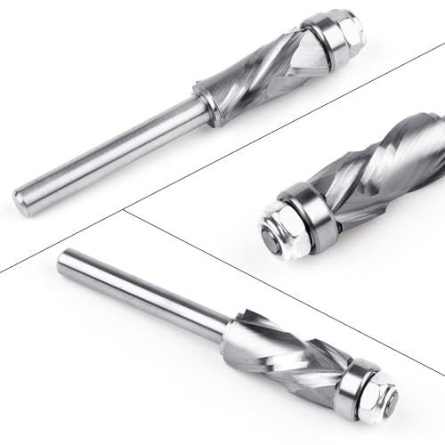 EANOSIC Bottom Bearing Compression Spiral Flush Trim Router Bit 1/4" Shank