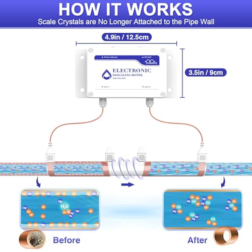 CAMECO Whole House Water Descaler System, Electronic Alternative Salt-Free Hard Water Conditioner, No Salt Water Softener, Limescale & Rust Removal, Reduces Hardness