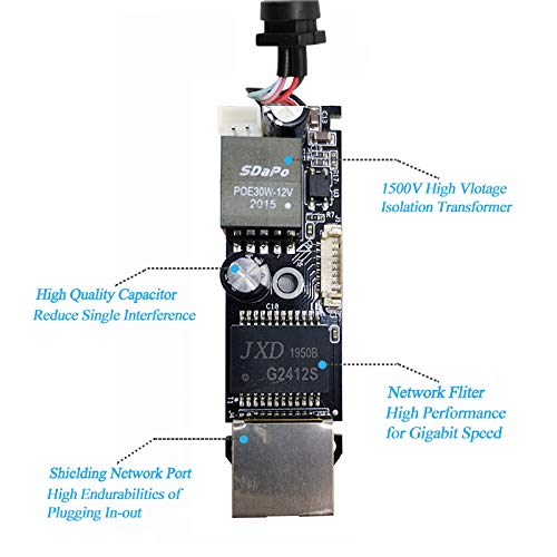 Revotech Gigabit PoE Splitter 48V to 12V 2A, 5.5x2.5mm DC IEEE 802.3af/at Standard Power Over Ethernet Splitter Adapter for Security IP Camera,Voip Phone, AP (PS5712TG-25) 12V 2A DC Plug 5.5x2.5mm DC