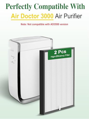 3000 Replacement Filter Compatible with Air Doctor 3000 Series 4-in-1 Home Air Purifier 3000 3000M 3000E and 3000Pro, NOT Fit for 3500, 2 Main Filter 3000 Premium Filters (2-Pack)