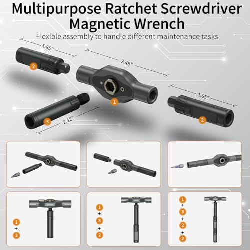 42 in 1 Magnetic Ratchet Screwdriver Set, Multi Bit DIY Magnetic Screwdriver Set with Detachable Ratchet Handle, Portable Precision Repair Tool Kit for Furniture, Electronics, Bicycle New Tools 2026 42 in 1