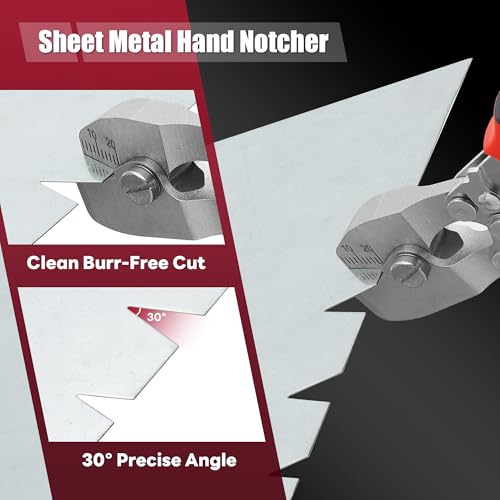Sheet Metal Notcher - 30° V Notcher Cutting Tools, Professional Hand Notcher, HVAC Tool V Notcher for Sheet Metal and Ductwork, Precision Steel Tool with Safety Lock
