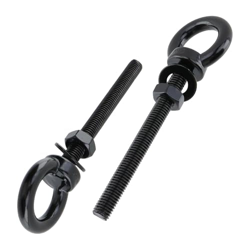 Dnyta 4 Pcs M10 Stainless Steel Eye Bolt, M10 x 100mm (3/8" x 4") Eyebolts Black M10x100mm(3/8"x4")