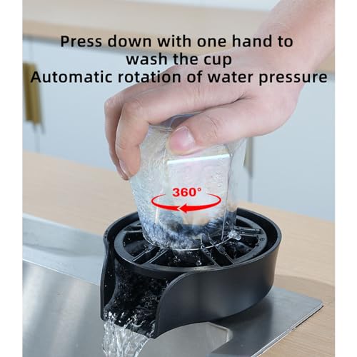 Stainless Steel Glass Rinser, Automatic Cup Washer for Kitchen Sink Black