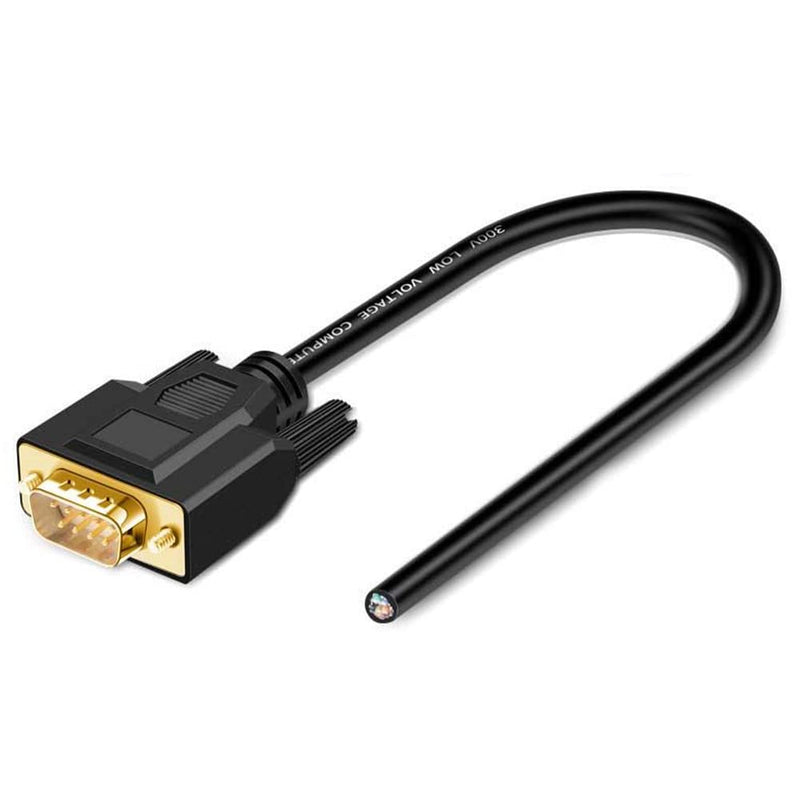 6.56Ft 24AWG DB9 Male RS232 9 Pin Serial Extension Cable, 9-Pin Gold Plated Connector with Bare Wire End Open Cable