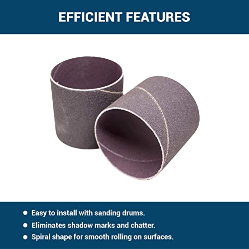 Benchmark Abrasives 2" x 2" Aluminum Oxide Sanding Bands, Spiral Bands Rotary Sander Attachment for Drill & Die Grinder, Metal Polishing, Sanders for Woodworking - Sander Tool (10 Pack), 36 Grit