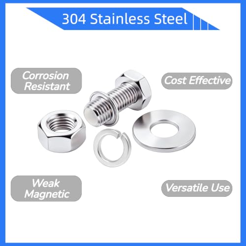 Split Lock Washer, M5 Spring Lock Washer 304 Stainless Steel Lock Washers Assortment Kit for Screws Bolts, Silver, 50PCS 304 Stainless Steel Bright Pickled M5 50PCS