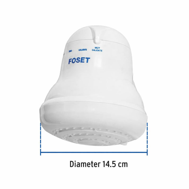 Foset Electric Shower Head - Instant Hot Water, 4 Temperature Settings, Hand Shower Head with 5 ft Hose Included (Model 49491)