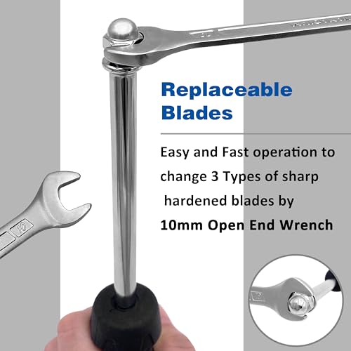 CHILI Hand Tools 3 IN 1 Stainless Steel Shave Hook Scraper Set, Wood Painting Remover, 9" Length with Replacement Blades (Triangle + Combination + Heart) for Home Improvement, Made In Taiwan 3 in 1 Scraper + 6 PC Replacement Blades
