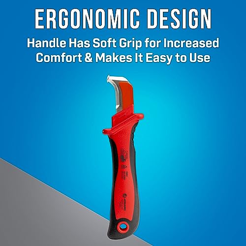Jonard Tools KN-200INS 1000V Insulated Sheathing Knife Slim Insulated Cable Slitting Knife