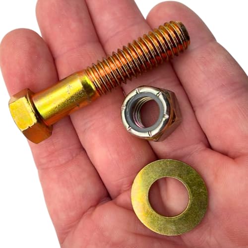 7/16"-14 x 2 Grade 8 Bolts (10-Pack) – Heavy-Duty Hex Bolts Includes Flat Washers & Nylon Lock Nuts – High-Strength SAE J429 Anti-Vibration 2.0" Coarse Thread Bolts 10 Bolts, Washers, Nuts