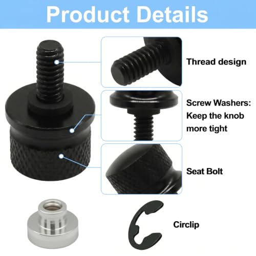 4 Pcs Seat Bolt Screw Nut Kit, Black