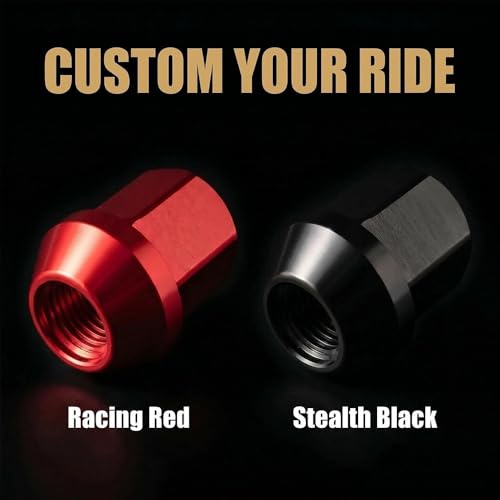 M12x1.5 Wheel Lug Nuts, Lightweight Aluminum Alloy Set, 20 Pcs Racing Red