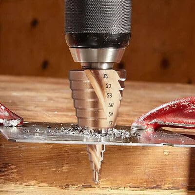 TJR® HSS-E M35 Cobalt Step Drill Bit Set, 3 Pcs, 2-Fluted Spiral Grooved with 29 Step (4-32mm) Sizes Total for Faster Drilling in Stainless Steel, Alloy Steel, Non-Ferrous Metals, Wood, Plastics