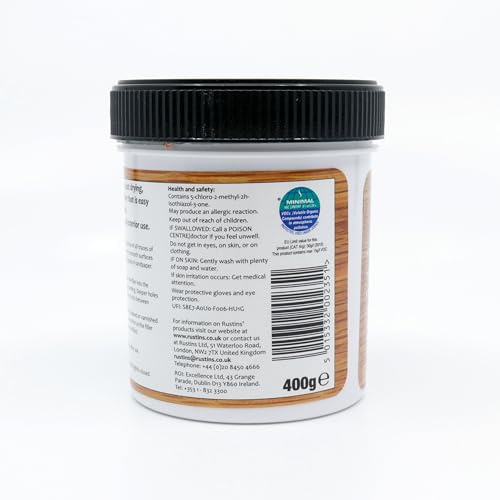 Rustins AWOOT250 Acrylic Wood Filler, Teak, 400g- Multi-Purpose Wood Repair Compound for Cracks, Gaps, & Surface Imperfections – Quick-Drying, Sandable, & Paintable for Interior & Exterior Use 250 ml