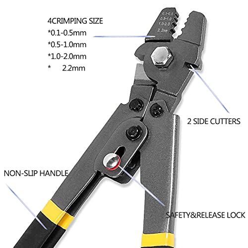 Stainless Steel Wire Cable Crimping Tool Kit, Cutter &Crimper Plier, 100FT 304 Wire Rope, 100pcs Aluminum Sleeves Stops Complete Kit (1/32'' Stainless Steel Cable Kit) 1/32'' Stainless Steel Cable Kit