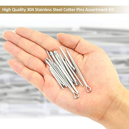 360 Pieces 6 Sizes Cotter Pins Assortment Kit, 304 Stainless Steel 360