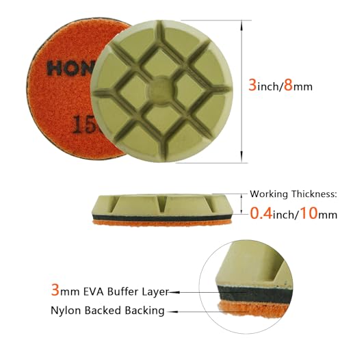 3" x 10mm Diamond Polishing Pads, 1500 Grit, 3-Pack Resin Bond