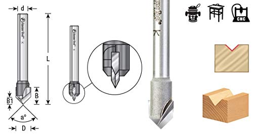 Amana Tool - 45703 Carbide Tipped "Zero Pt." V-Groove 90 Deg x 1/2 Dia x 1/2 x 1/4" 1/2 Dia x 1/2 x 1/4"