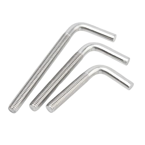 5 Pack M8x150mm L Shaped Foundation Bolt with Washers and Nuts 304 Stainless Steel L Shaped Bolts Threaded Right Angle Square Bend Hooks Anchor Bolts