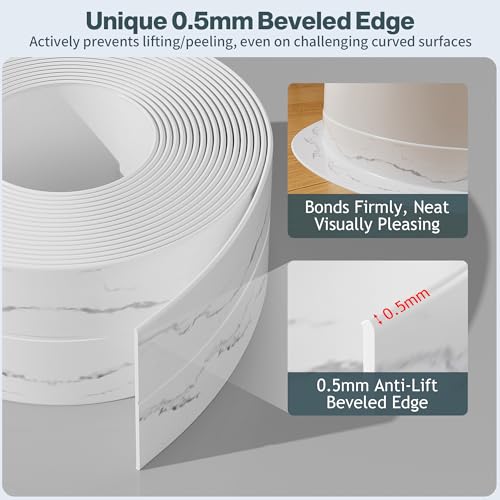 Dstorelhp 2PCS Caulk Tape, White Marble, 1.5" x 10.5Ft White Marble-2PCS