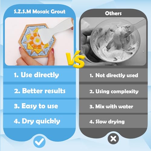 Mosaic Crystal Grout for DIY Tiles & Crafts – Pre-Mixed Grout for Glass & Crystal Tiles, No Water Needed, Fast-Drying, Non-Toxic, Perfect for Handmade Coasters & Decorative Projects (Yellow, 5oz) yellow