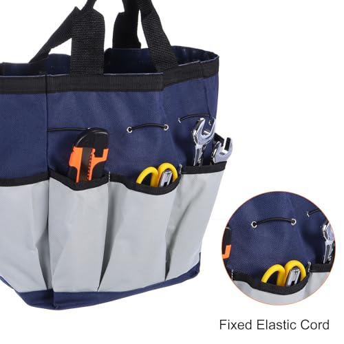 HARFINGTON 2pcs Garden Tool Bag 9.5" x 5.9" x 11.8" Large Oxford Cloth Bag with Pockets Garden Tote Bag Gardening Plant Tool Organizer Storage Carrier Store for Outdoor Women Men, Blue