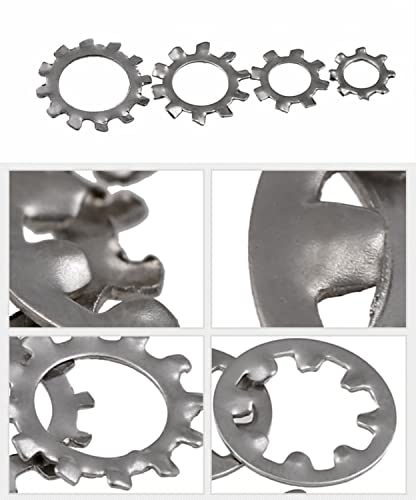 265Pcs Metric 304 Stainless Steel M3 M4 M5 M6 M8 M10 M12 External Tooth Lock Washers Assortment Kit