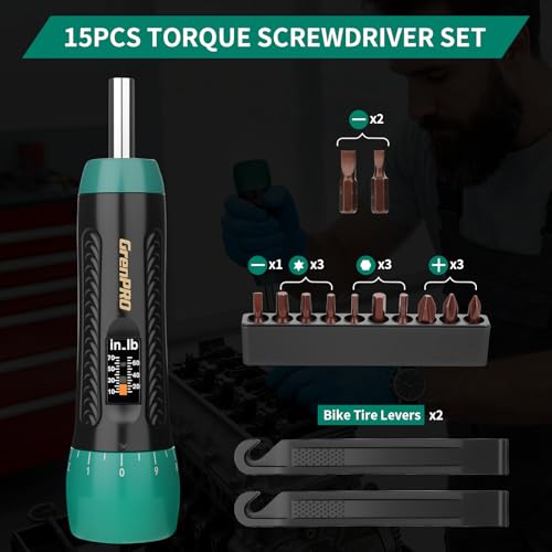 GRENPRO Torque Screwdriver 5-70 in-lb, 1/4" Drive Precision Driver Set