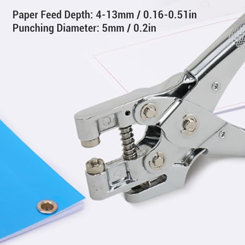 30 Sheets Capacity 5mm Single Hole Puncher with Cr Plated Head for A4 Paper Non Slip Grip Easy Punch Lever Design Depth Adjuster Metal Handheld Punching Tool for Home Office