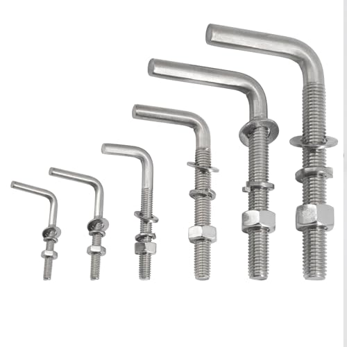 (30 Pieces) M5x50mm L Shaped Threaded Bolt Kits 304 Stainless Steel Foundation Anchor Bolts Square Screws Hooks For Hanging M5x50mm(30 Pieces)