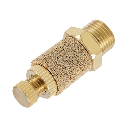 uxcell Top Adjustable Pneumatic Air Exhaust Silencer Muffler Copper 1/8 BSPT Gold Tone 2pcs