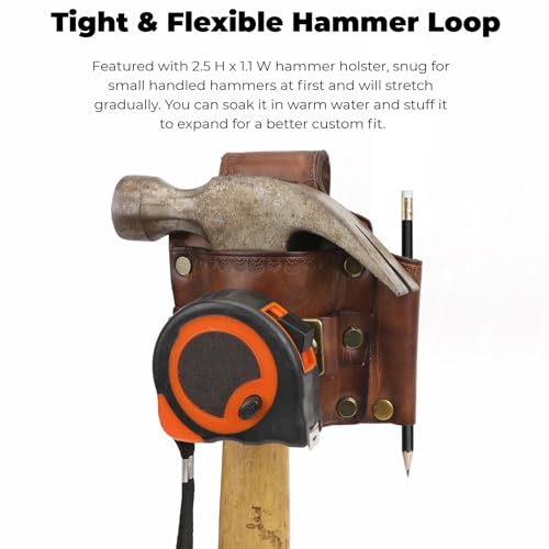 TOURBON Leather Tool Holster Hammer Tape Measure Pencil Holder for Belt